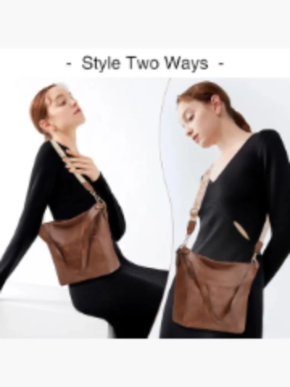 Women's PU Leather Hobo Crossbody Bag with Adjustable Strap
